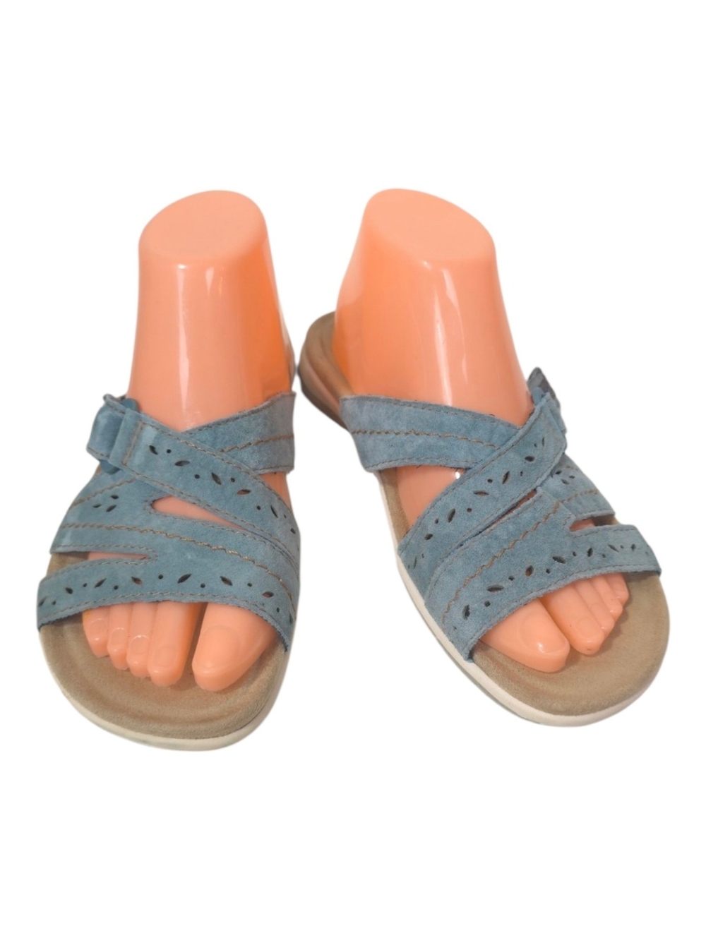 Earth Origins Savoy Shantel Sandals Suede Comfort Slides Women Light Blue Size 9